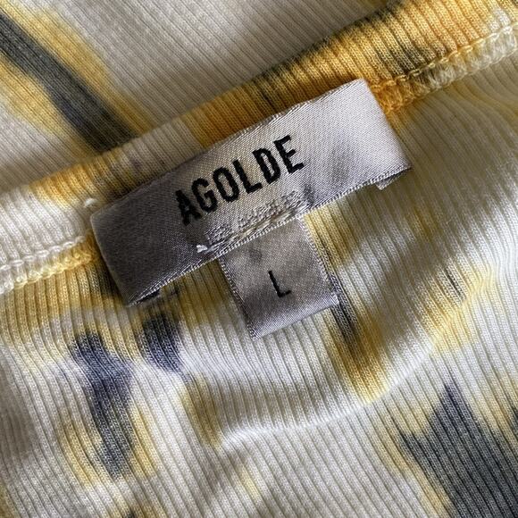 AGOLDE Bodysuit Womens Sz Large Yellow Tie Dye Boho Supima Cotton Boho Festival - Picture 6 of 9
